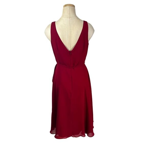 David's Bridal Women's dress S red faux wrap v neck sleeveless flowy - Picture 4 of 7